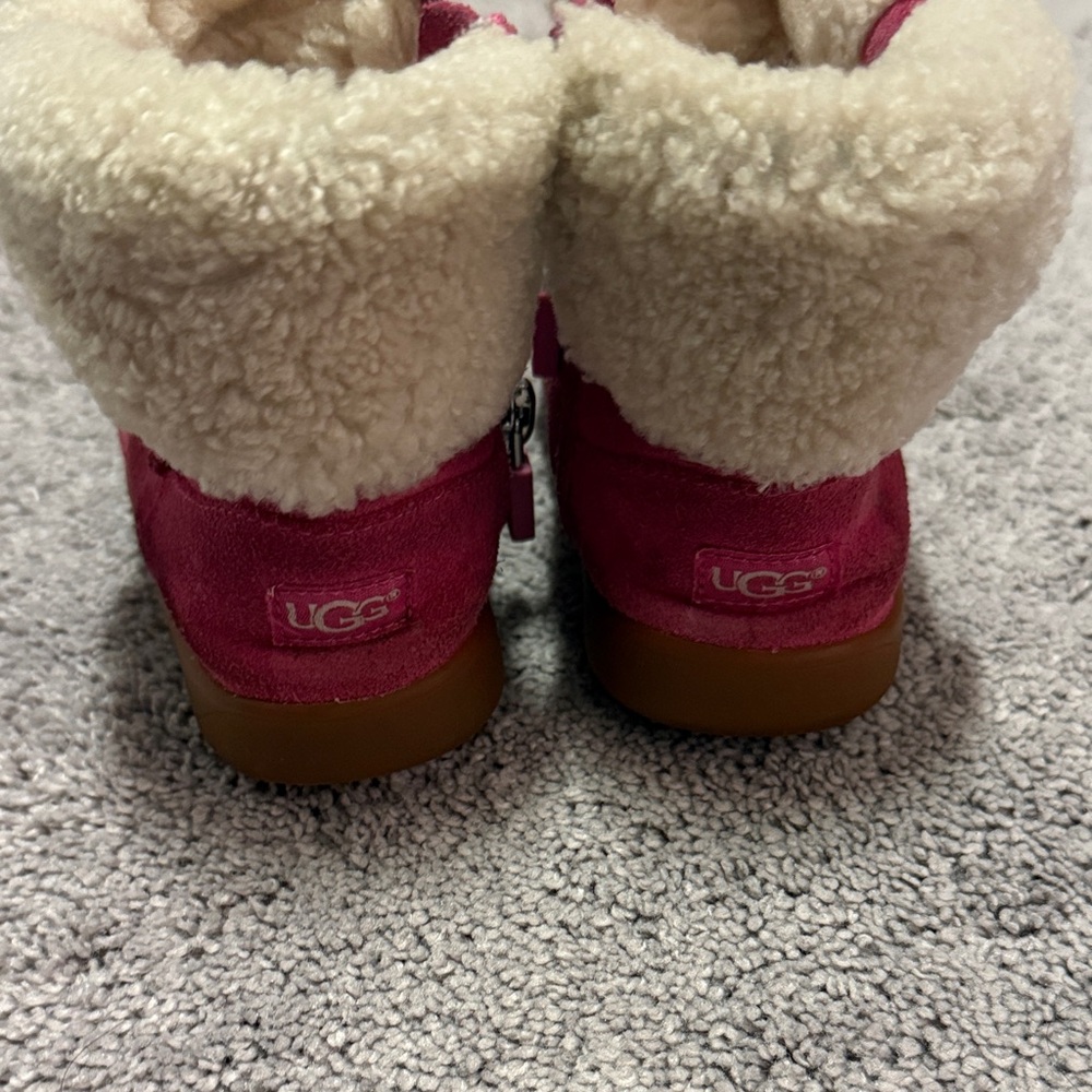 UGG Kids Fuchsia Boots with Soft Cream Interior